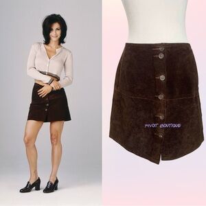 Vintage Brown Suede Leather Skirt ASO Monica Geller from Friends